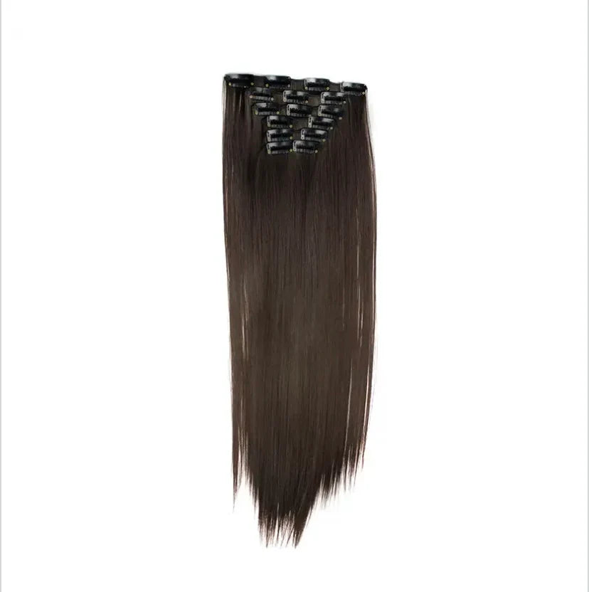 6 Piece 16 Clips 23inch Straight Wig Hair Extensions For Woman